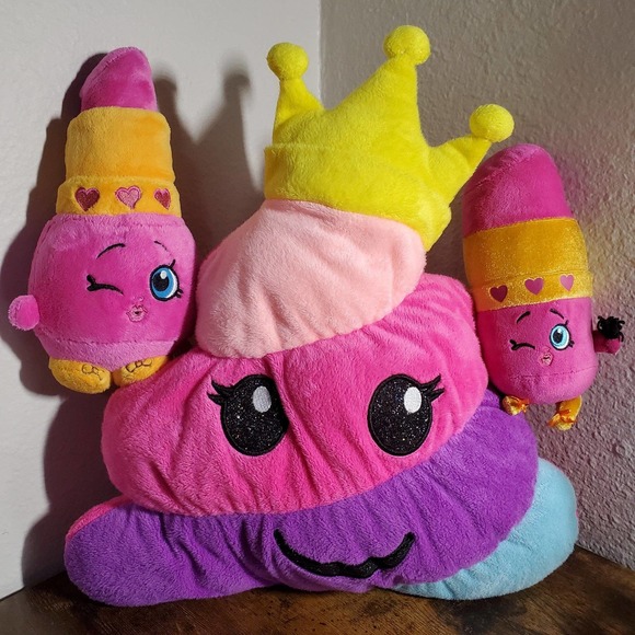 Lot of 2 SHOPKINS Lippy Lips & 1 Justice Rainbow Emoji Plush - Picture 3 of 12